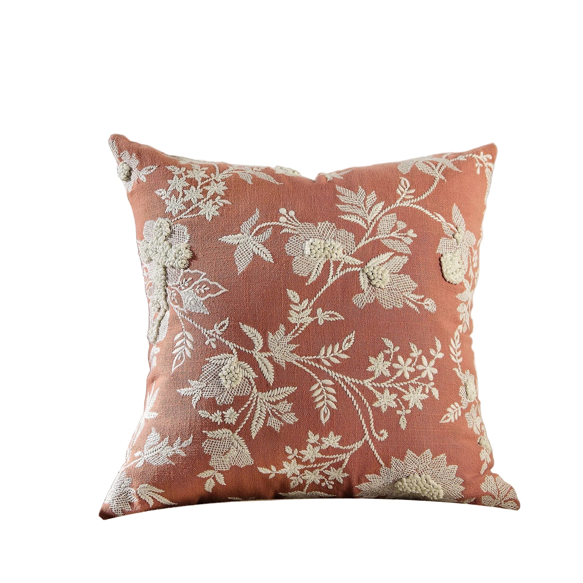 Aubrey Collection Hand Embroidered Floral Pillow